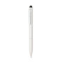 Kymi RCS-gecertificeerde gerecycled aluminium pen met stylus, wit