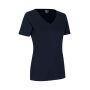 Interlock T-shirt | v-hals | dames - Marine, S