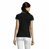 PASADENA WOMEN - PASADENA dames polo 200g - L - Zwart/Limoen