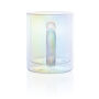Deluxe dubbelwandige glazen mok met regenboog finish, transparant