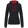 Damessweater met capuchon in contrasterende kleur Black / Red XS