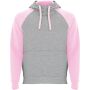 Badet unisex tweekleurige hoodie - Heather grijs/Lichtroze - 3XL