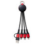 6-in-1 oplaadkabel met licht REEVES-PUHALANI II - rood, zwart