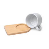 GEISA Keramische mok met schotel van bamboe 180 ml - wit GEISA Keramische mok met schotel van bamboe 180 ml - wit