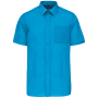 Overhemd in onderhoudsvriendelijk polykatoen-popeline korte mouwen heren Bright Turquoise 4XL