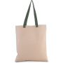 Platte shopper van canvas met contrasterend hengsel Natural / Dusty Light Green One Size Platte shopper van canvas met contrasterend hengsel Natural / Dusty Light Green One Size
