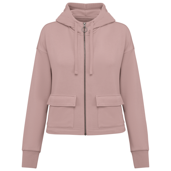 Ecologische sweatvest met capuchon French Terry Petal Rose XS Ecologische sweatvest met capuchon French Terry Petal Rose XS