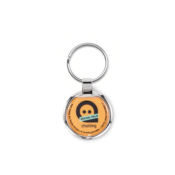 Sleutelhanger zinklegering met doming, rond Sleutelhanger zinklegering met doming, rond