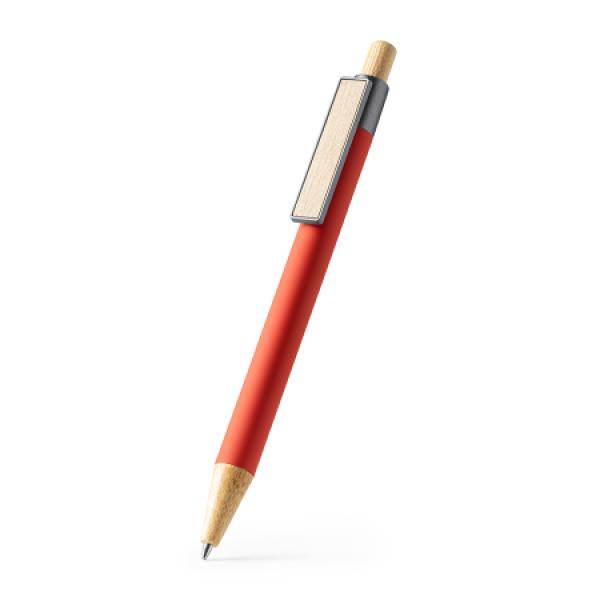 COPLA Balpen metaal met brede bamboe clip - rood COPLA Balpen metaal met brede bamboe clip - rood