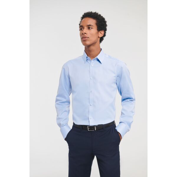 Men's Long Sleeve Herringbone Shirt Light Blue S Men's Long Sleeve Herringbone Shirt Light Blue S