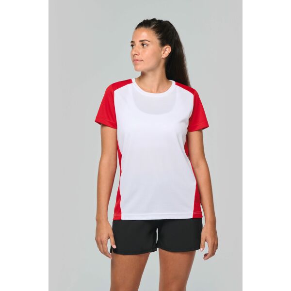 Ecologisch sport-T-shirt in twee kleuren voor dames White / Black XS Ecologisch sport-T-shirt in twee kleuren voor dames White / Black XS
