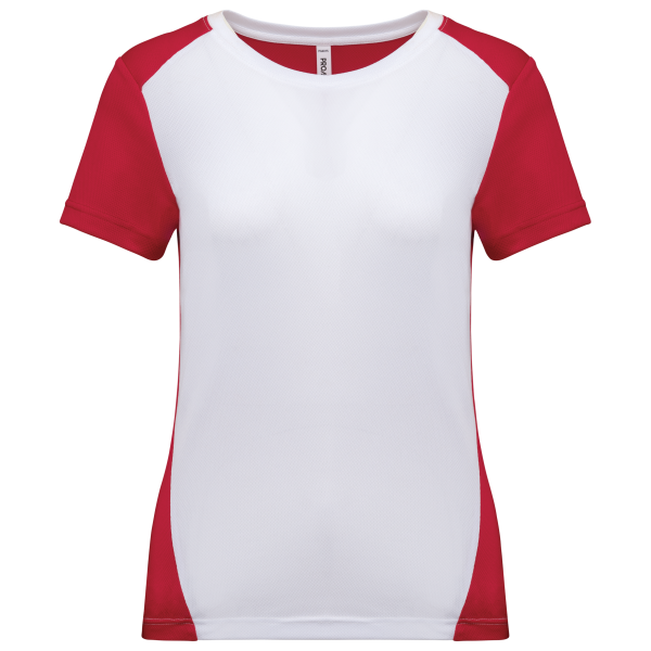 Ecologisch sport-T-shirt in twee kleuren voor dames White / Red XS Ecologisch sport-T-shirt in twee kleuren voor dames White / Red XS