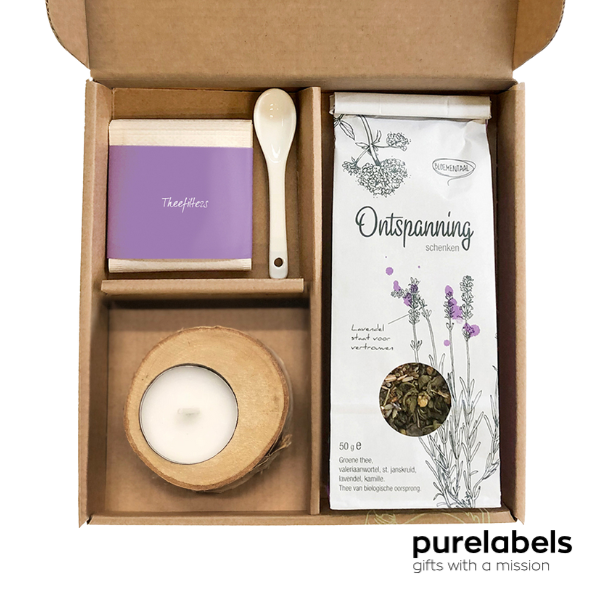 Cadeau pakket thee | Momentje ontspanning | Origineel presentje brievenbus cadeau