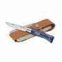 Opinel Colorama No 08 zakmes in een  riemetui - blauw