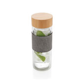Impact dubbelwandige borosilicaat glazen drinkfles, transparant, grijs