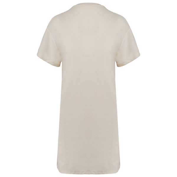 Ecologische badstof t-shirtjurk met afhangende mouwen Ivory XS Ecologische badstof t-shirtjurk met afhangende mouwen Ivory XS