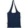 Madras Blend 140 g/m² GRS-gecertificeerde, gerecyclede, opvouwbare katoenen draagtas, 7 liter - Marineblauw Madras Blend 140 g/m² GRS-gecertificeerde, gerecyclede, opvouwbare katoenen draagtas, 7 liter - Marineblauw