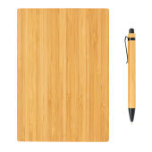 A5 Bamboe notitieboek & pen set, bruin