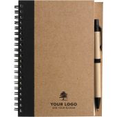 Notitieboek Stella | Gerecycled karton | Gelinieerd | Balpen zwart