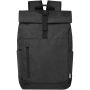 Libra 15,6 inch GRS gerecycled oprolbare laptop rugzak 12L - Gemêleerd houtskool