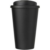 Americano® Eco 350 ml gerecyclede beker met spill-proof deksel - Zwart/Zwart