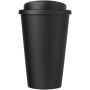 Americano® Eco 350 ml gerecyclede beker met spill-proof deksel - Zwart/Zwart