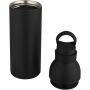 Illuminate 650 ml RCS gerecyclede dubbelwandige roestvrijstalen waterfles met 3-delige dekselset - Zwart