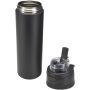 Theron 800 ml RCS enkelwandige gerecyclede roestvrijstalen waterfles, een deksel met dubbele functie en een uitklapbaar rietj - Zwart Theron 800 ml RCS enkelwandige gerecyclede roestvrijstalen waterfles, een deksel met dubbele functie en een uitklapbaar rietj - Zwart