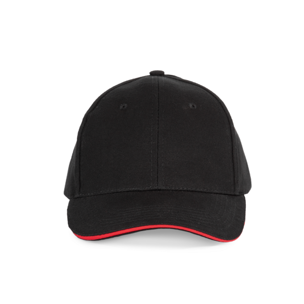6-Panel-Kappe mit Kontrast-Sandwichschirm Black / Red One Size 6-Panel-Kappe mit Kontrast-Sandwichschirm Black / Red One Size