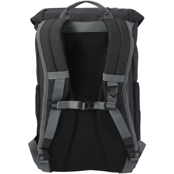 Aqua 15.6" GRS recycled water resistant laptop backpack 23L - Solid black
