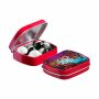 Mini scharnierblikje met snoep, Rood, Zwart-wit dragees