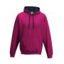 VARSITY HOODIE, HOT PINK/FRENCH NAVY, XXL, JUST HOODS