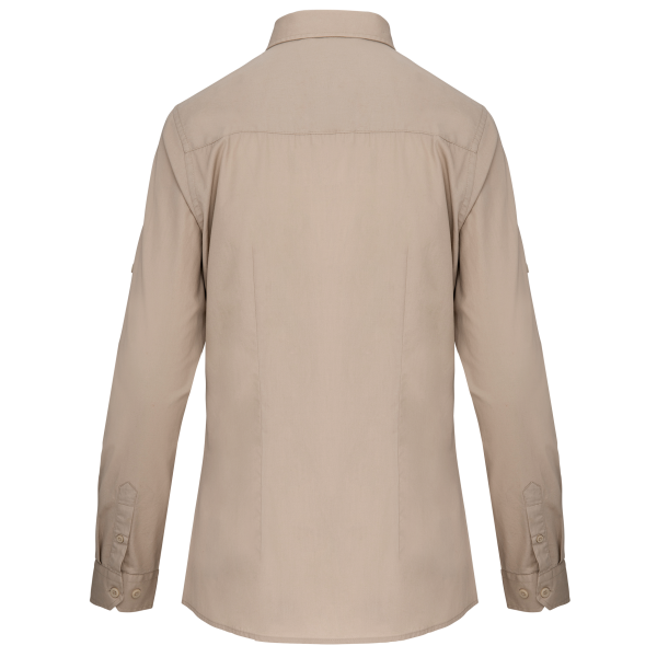 Damesoverhemd safari lange mouwen Beige XS Damesoverhemd safari lange mouwen Beige XS