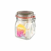 Weckpot 0,9 liter, gevuld met snoep, Transparant, Marshmallows