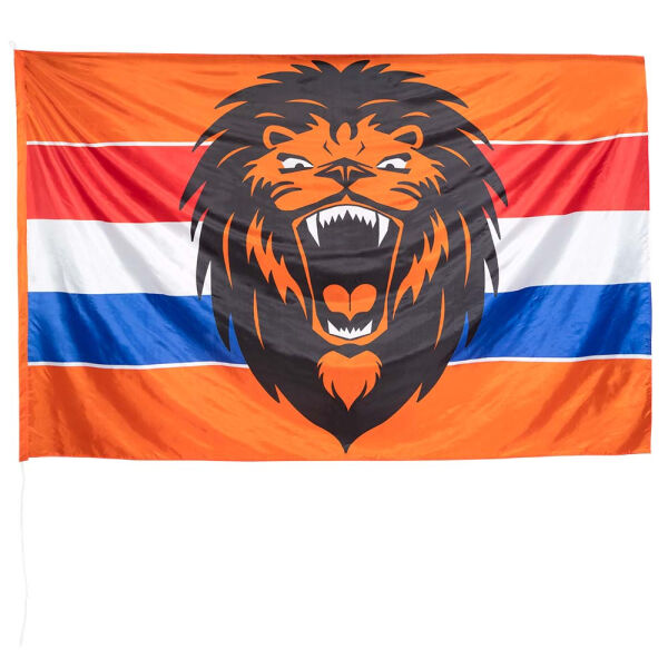 Oranje polyester vlag brullende leeuw XXL Oranje polyester vlag brullende leeuw XXL