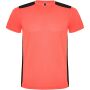 Detroit unisex sportshirt met korte mouwen - Fluor Coral/Zwart - S