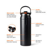 Nordic Drift Trail RCS geisoleerde sport fles 940ml, zwart