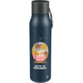 Gerecyclede dubbelwandige roestvrijstalen drinkfles (600 ml) Cassian zwart