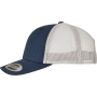 Tweekleurige Retro Truckerpet Navy / Silver One Size