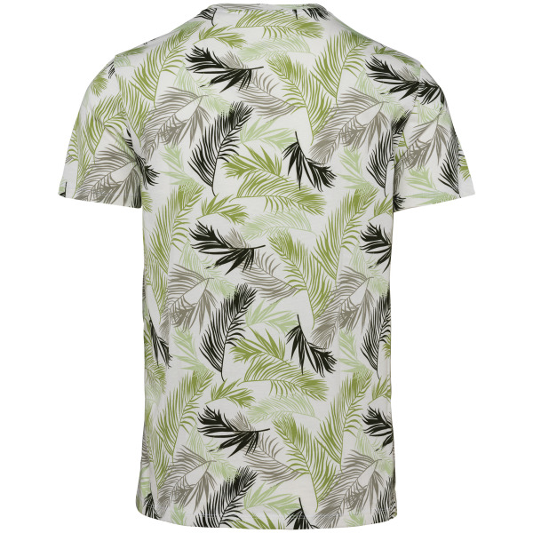 Ecologisch heren-T-shirt met tropische print Ivory Palm Leaves XS
