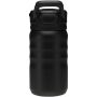 Knox 350 ml RCS gerecyclede dubbelwandige roestvrijstalen sportfles met uitklapbaar rietje - Zwart