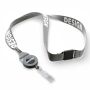 Gerecycled Polyester (rPET) sublimatie lanyard met badge reel met metalen krimp