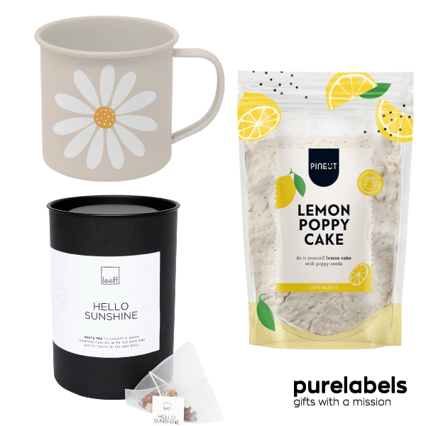 Cadeau personeel | Cakemix en Theepakket met mok | Origineel relatiegeschenk
