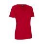 Interlock T-shirt | v-hals | dames - Rood, S