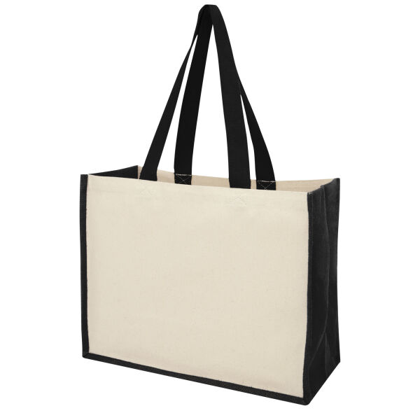 Varai 320 g/m² canvas en jute boodschappentas 23L - Zwart Varai 320 g/m² canvas en jute boodschappentas 23L - Zwart