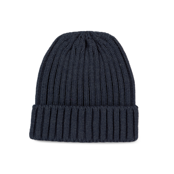 Dubbel geribde muts met omslag Navy One Size Dubbel geribde muts met omslag Navy One Size
