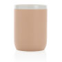 Keramische mok met witte rand 300 ml., bruin, wit