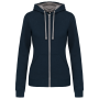Damessweater met rits en capuchon in contrasterende kleur Navy / Fine Grey M