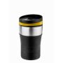 Metmaxx® "CremaOfficina" thermo beker zilver/zwarte hoes/gele ring