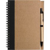 Notitieboek Stella | Gerecycled karton | Gelinieerd | Balpen zwart